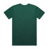 A green T-shirt featuring a plain back design with no visible logos or text.