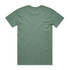 A green t-shirt with a simple design, featuring a logo on the back. The shirt has a round neckline and short sleeves.