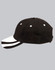 A black and white structured cap featuring a black body, white peak, and a logo on the side.