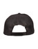 A black trucker cap with a mesh design at the back and an adjustable strap. Features a logo on the side.