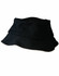 A black Pique mesh bucket hat with sandwich trim. Features a comfortable design and has a logo.