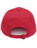 A red cap with laser cut ventilation holes and an adjustable strap at the back, featuring a logo.