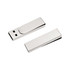 A metal clip flash drive in silver with a sleek design, featuring a removable cover and a logo.