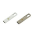 Two metallic flash drives in silver and chrome finish, featuring a logo on one side.