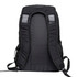 A black backpack with padded straps and back support. Features mesh side pockets and includes a logo.