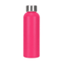 A drink bottle made of recycled aluminium, featuring a bright pink finish and a silver screw cap.