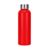A drink bottle in bright red with a stainless steel cap, featuring a minimalist design.