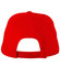 A bright red kids' brushed cotton cap featuring an adjustable strap and a logo on the back.