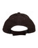 A kids’ brushed cotton cap in dark brown with a rear adjustable strap and ventilation holes. Features a logo.