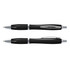 A set of Vistro Pen - Colour Match plastic pens in black, featuring a sleek design with silver accents.
