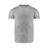 A grey men's active T-shirt with a round neck and short sleeves, featuring a logo.