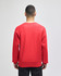A red Champion Reverse Weave® adult crew sweatshirt displayed from the back, featuring a simple design and branding.