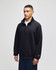 A black Champion Powerblend® adult quarter-zip pullover, featuring a high collar and a logo on the sleeve.