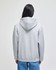 A grey full-zip hooded sweatshirt with a relaxed fit, featuring a spacious hood and kangaroo pocket.