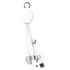 A white 6-in-1 multi charging cable with a retractable design, featuring multiple connectors and a keyring attachment.