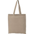 A beige recycled cotton twill tote bag with sturdy handles and a simple design, featuring a logo.