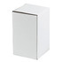 A white cardboard box with a simple design. Features one side flap and has a logo on the surface.