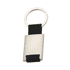 A keyring with a silver metal body and a black fabric strap. It features a circular keyring attachment.