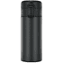 A drink bottle in matte black with a flip-top lid and a built-in handle. Features a logo on the surface.