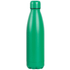 A drink bottle in vibrant green, featuring a sleek design and a cap, with a logo visible on it.