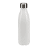 A drink bottle in sleek white with a stainless steel cap and a smooth, curved design.