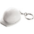 A white hard hat keyring with a silver keychain attachment. The keyring features a simple, rounded design.