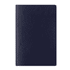 A navy blue notebook with a smooth cover, featuring a subtle texture and no visible branding.