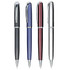 A collection of Eridanus metal pens in black, blue, red, and silver, featuring polished finishes and clip designs.