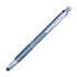 A metal pen with a sleek silver design and black grip, featuring a cap and a touch stylus tip.