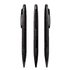 Three black metal pens are displayed, featuring a sleek design and a clip for easy attachment.