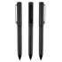 A set of three black metal pens with clips, featuring a sleek design and glossy finish.