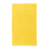 A bright yellow gym towel featuring a textured surface and a simple design, with a logo.