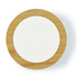 A round wireless charger with a bamboo exterior and a white center, designed for fast charging of devices.