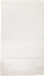 A white bath towel with a textured surface and a smooth border at the bottom. Features a logo in the corner.