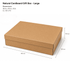 A large natural cardboard gift box in a brown hue, with specified dimensions visible.