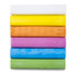 A set of assorted sidewalk chalk featuring white, yellow, orange, pink, blue, and green pieces stacked together.