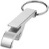 A drink bottle opener keyring in a sleek silver finish, featuring a simple design and a metal keyring attachment.