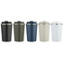 A drink bottle collection featuring five double wall vacuum tumblers in black, olive green, navy, beige, and white, each with a lid.