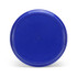 A round serving tray in vibrant blue, featuring a smooth surface and a central dot, with a logo present.