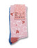 A set of two kids' socks featuring hearts, one pink with white and red hearts and the other blue with pink details.