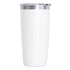 A drink bottle with a sleek white body and a silver lid, featuring a logo on the surface.