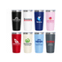 A range of vacuum cups in various colours, featuring multiple logos and branding designs.