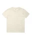A cream-coloured kids' t-shirt featuring a classic crew neck design and a logo on the label.