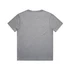 A grey children's t-shirt with a simple design and short sleeves, featuring a logo.