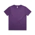 A purple kids' t-shirt with a round neckline and short sleeves, featuring a logo on the brand label.