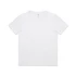 A white kids' t-shirt with a round neck and short sleeves, featuring a logo on the inside label.