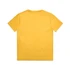 A plain yellow children's t-shirt with a standard round neckline and short sleeves, featuring a logo.