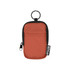 An orange recycled polyester pouch with a zip closure and a keyring attachment. It has a black trim and branding.