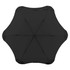 A black BLUNT Metro Umbrella with a unique eight-panel design and a central hub. It features a logo on the handle.