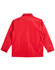 A red sport/racing jacket featuring a simple design and a logo on the back.
